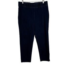 Soft Surroundings Pull On Pants Jeans Elastic Waist Tapered Size Large Blue